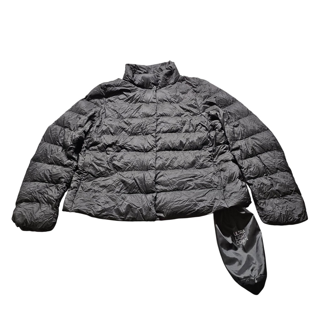 Uniqlo Ultra Light Down Jacket Women L Black Puffer Packable Full Zip 4980